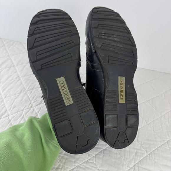 VTG! Converse All Star Black Leather Sneakers 11.5 Athletic Shoes 3B9710 Retro - Picture 5 of 12